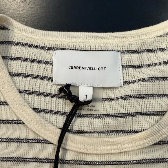 NWT Current Elliott Off White Metallic Striped Quince Midi Dress Womens Small - Picture 7 of 13